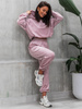Welurowy KOMPLET dres bluza z kapturem i spodnie brudny róż D580 k01