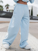 Dresowe bawełniane SPODNIE  z szerokimi nogawkami baby blue X31 k01