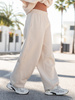 Dresowe bawełniane SPODNIE baggy waniliowe E643 k01
