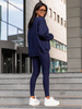 Bawełniany KOMPLET asymetryczna dresowa oversizowa bluza bez kaptura i spodnie legginsy z prążkowanej dzianiny navy blue X351 k01