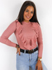 Bawełniana bluzka z prążka z falbankami brudny róż a243 k01