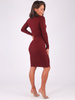 DOPASOWANA OŁÓWKOWA SUKIENKA Z PRĄŻKA bordowa B188