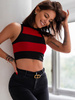 Top krótki bokserka bez rękawów czerwono czarne pasy c450 k01