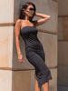 Obcisła SUKIENKA midi gorsetowa z rozporkiem czarna X260 k01