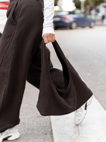 Sportowa TOREBKA z bawełnianego materiału czekoladowa F107