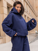 Viralowa Dresowa bawełniana BLUZA z kapturem oversize szeroka navy blue E644