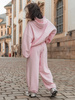 Luźna BLUZA z kapturem oversize szeroka z bawełnianej dresówki niedrapanej od wewnątrz baby pink X150