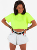 Krótka bawełniana bluzka t-shirt basic oversize neon seledyn c214