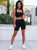 Krótkie spodenki kolarki z prążka push up czarne D206 k01