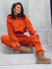 Bawełniany KOMPLET dres z dziurami bluza z kapturem i spodnie pomarańczowy D593 k01