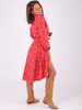 ASYMETRYCZNA SUKIENKA WIĄZANA W PASIE czerwona w kwiatki B191 k01
