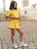 Dresowy bawełniany KOMPLET krótki oversizowy t-shirt i krótkie spodenki żółty X133