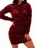 Welurowa sukienka marszczona bordowa c354 k01