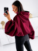 Szeroka luźna BLUZA z kapturem oversize bordowa E348 k01