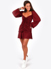 ROZKLOSZOWANA MARSZCZONA SUKIENKA bordowa B174 k01