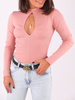 BAWEŁNIANA BLUZKA DEKOLT ŁEZKA Z PRĄŻKA brudny róż B185 k01