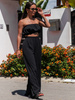 Zwiewny KOMPLET top opaska na biust i luźne długie spodnie czarny E238 k01
