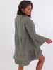 Bawełniana muślinowa sukienka asymetryczna z guzikami khaki b68 kk01