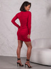 Drapowana SUKIENKA z półgolfem z miękkiej dzianiny czerwona E603 k01
