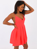 Rozkloszowana sukienka na cienkich ramkach neon koral b44 kk01