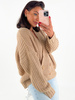 Ciepły sweter na dwurzędowe guziki beżowy 5623