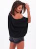 Luźna bawełniana bluzka oversize czarna b131 k01