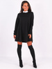 Trapezowa sukienka z kołnierzykiem czarna B267 k01