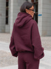 Viralowa Bawełniana BLUZA z drapanego dresu z kapturem na stójce z kieszeniami kangurka deep plum / śliwkowa  E1
