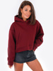 KRÓTKA DRESOWA BLUZA KANGURKA Z KAPTUREM bordowa B166 k01