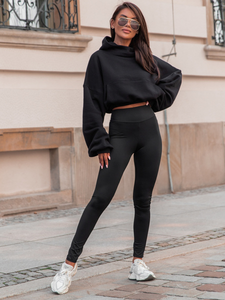 Obcisłe LEGGINSY z lycry czarne E361 k01