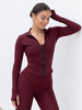 FITNESS / SIŁOWNIA / JOGA dopasowana BLUZA zapinana na zamek z długim rękawem bordowa F104