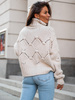 Oversizowy SWETER z golfem gruby mięsisty splot beżowy S164 k01