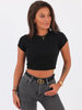 Bawełniany krótki top bluzka z prążka czarna b36 k01