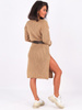Sweter midi sukienka z rozporkami po bokach camel k07