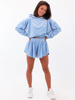 Welurowy komplet bluza z kapturem + krótkie spodenki baby blue b138 k01