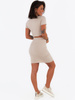 Komplet top + przekładana spódnica beżowy c220 k01