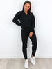 Swetrowy komplet bluza + dopasowane spodnie czarny t12