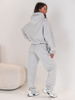 Dresowe bawełniane SPODNIE z wysokim stanem luźny krój szary melanż E359 k01
