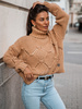 Oversizowy SWETER z golfem gruby mięsisty splot camel S164 k01