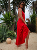Zwiewna sukienka o długości maxi z gołymi plecami czerwona D305 k01