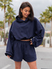 Bawełniane dresowe krótkie SPODENKI szorty baggy navy blue X52