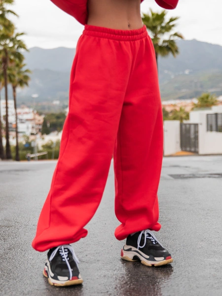 Dresowe bawełniane SPODNIE baggy koralowe E643 k01