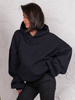 Dresowa bawełniana BLUZA z kapturem oversize szeroka czarna E644