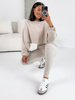 Bawełniany KOMPLET dresowa krótka bluza i spodnie legginsy z prążkowanej dzianiny stone E334 k01