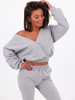 Dres komplet bluza z dekoltem v+spodnie szary b139 k01