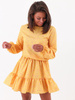 Rozkloszowana sukienka z falbaną żółta w cętki b97 kk01