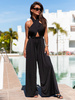 Luźny KOMBINEZON z długimi szerokimi spodniami czarny E209 k01