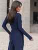 Wiscozowa dopasowana BLUZKA z długim rękawem navy blue X417