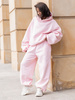Viralowa Dresowa bawełniana BLUZA z kapturem oversize szeroka baby pink E644