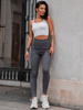Dopasowane bawełniane SPODNIE LEGGINSY push up grafitowe D525 k01